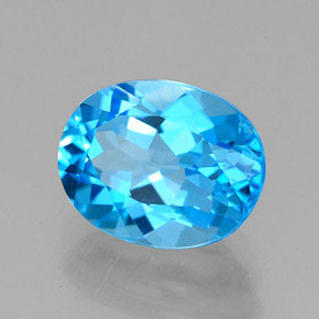 Topazio naturale blu da 2,46 ct, taglio ovale, VVS