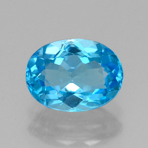 Topazio naturale blu da 1,69 ct, taglio ovale, VS
