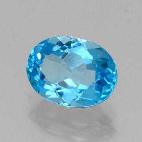 Topazio naturale blu da 1,69 ct, taglio ovale, VS