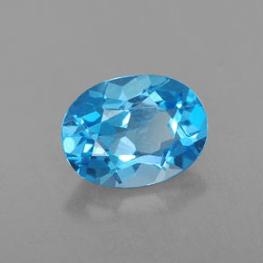 Topazio naturale blu da 1,64 ct, taglio ovale, VVS
