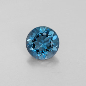 Topazio naturale blu da 1,45 ct, taglio rotondo, VVS-VS
