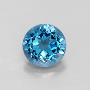 Topazio naturale blu da 1,65 ct, taglio rotondo, VVS-VS