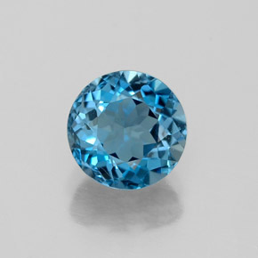 Topazio naturale blu da 1,53 ct, taglio rotondo, VVS-VS