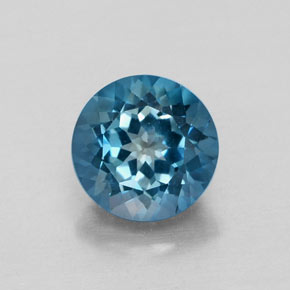 Topazio naturale blu da 1,82 ct, taglio rotondo, VVS