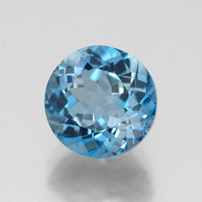 Topazio naturale blu da 2,79 ct, taglio rotondo, VVS