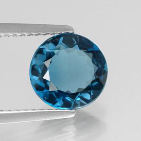 Topazio naturale blu da 2,05 ct, taglio rotondo, VVS-VS