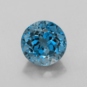 Topazio naturale blu da 2,60 ct, taglio rotondo, VVS-VS