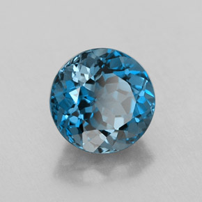 Topazio naturale blu da 2,60 ct, taglio rotondo, VVS-VS