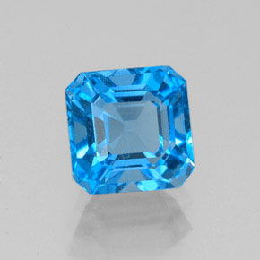 Topazio naturale blu da 2,23 ct, taglio smeraldo, VS-SI