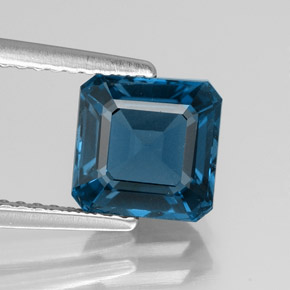 Topazio naturale blu da 2,32 ct, taglio smeraldo, VVS