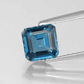 Topazio naturale blu da 1,27 ct, taglio smeraldo, VVS