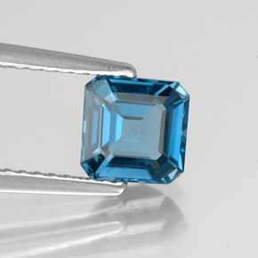 Topazio naturale blu da 1,27 ct, taglio smeraldo, VVS
