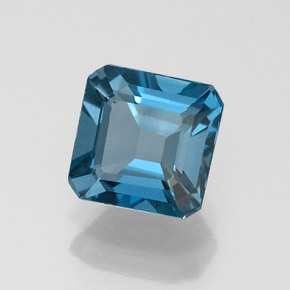 Topazio naturale blu da 1,30 ct, taglio smeraldo, VVS-VS