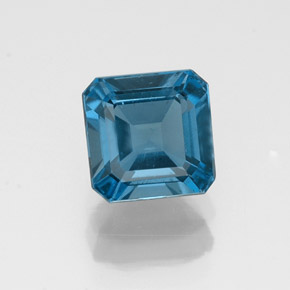 Topazio naturale blu da 1,50 ct, taglio smeraldo, VS
