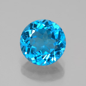 Topazio naturale blu da 2,29 ct, taglio rotondo, VVS