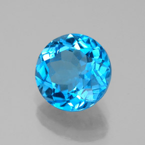 Topazio naturale blu da 2,29 ct, taglio rotondo, VVS