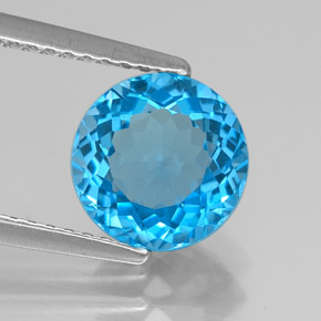 Topazio naturale blu svizzero da 2,46 ct, taglio rotondo, VVS