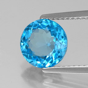 Topazio naturale blu svizzero da 2,46 ct, taglio rotondo, VVS
