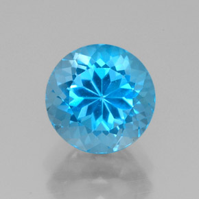 Topazio naturale blu da 2,78 ct, taglio rotondo, VVS
