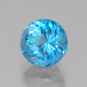 Topazio naturale blu da 2,78 ct, taglio rotondo, VVS
