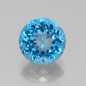 Topazio naturale blu da 2,24 ct, taglio rotondo, VVS