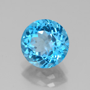Topazio naturale blu da 2,24 ct, taglio rotondo, VVS