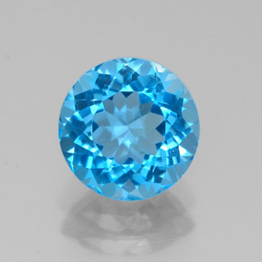Topazio naturale blu da 2,30 ct, taglio rotondo, VVS