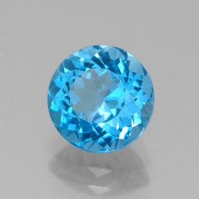 Topazio naturale blu da 2,30 ct, taglio rotondo, VVS