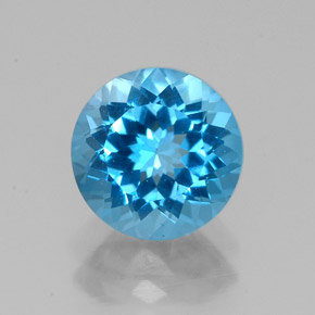 Topazio naturale blu da 2,21 ct, taglio rotondo, VVS