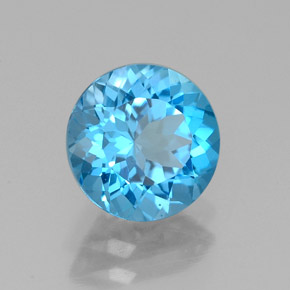 Topazio naturale blu da 2,21 ct, taglio rotondo, VVS