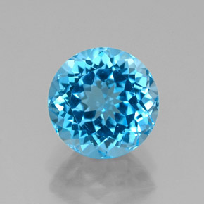 Topazio naturale blu da 2,59 ct, taglio rotondo, VVS