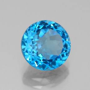 Topazio naturale blu da 2,69 ct, taglio rotondo, VVS