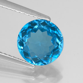 Topazio naturale blu da 2,35 ct, taglio rotondo, VVS-VS