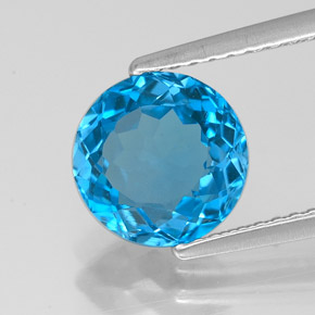 Topazio naturale blu da 2,35 ct, taglio rotondo, VVS-VS