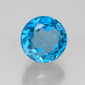Topazio naturale blu da 4,17 ct, taglio rotondo, VVS-VS