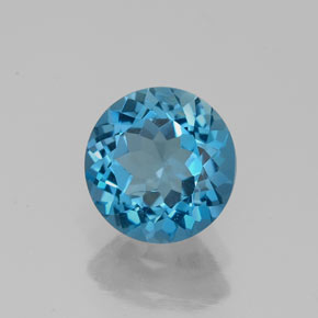 Topazio naturale blu da 1,63 ct, taglio rotondo, VS