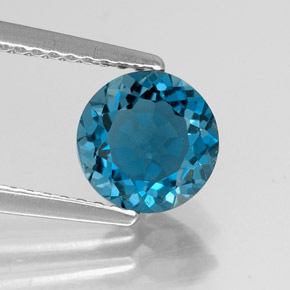 Topazio naturale blu da 1,55 ct, taglio rotondo, VVS-VS