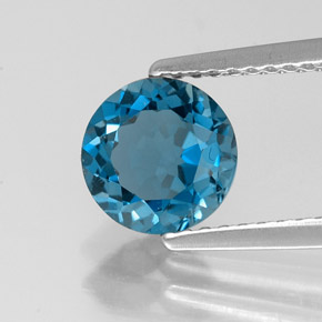 Topazio naturale blu da 1,55 ct, taglio rotondo, VVS-VS