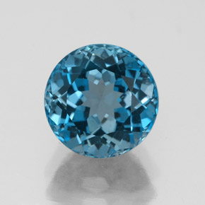 Topazio naturale blu da 2,92 ct, taglio rotondo, VVS