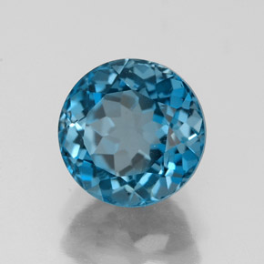 Topazio naturale blu da 2,92 ct, taglio rotondo, VVS
