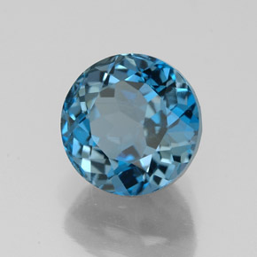 Topazio naturale blu da 3,19 ct, taglio rotondo, VVS