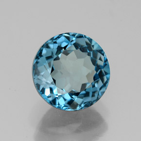 Topazio naturale blu da 2,73 ct, taglio rotondo, VVS