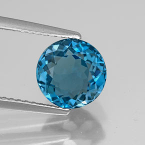 Topazio naturale blu da 2,78 ct, taglio rotondo, VVS