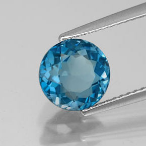 Topazio naturale blu da 2,78 ct, taglio rotondo, VVS
