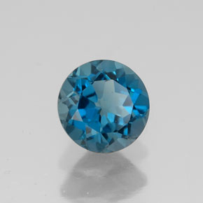 Topazio naturale blu da 1,71 ct, taglio rotondo, VVS