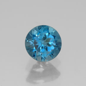 Topazio naturale blu da 1,76 ct, taglio rotondo, VVS