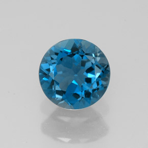 Topazio naturale blu da 1,57 ct, taglio rotondo, VVS