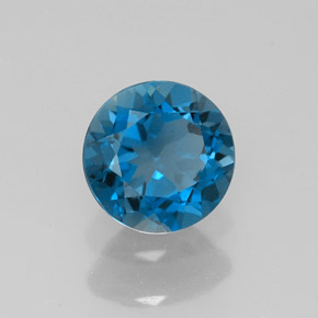 Topazio naturale blu da 1,57 ct, taglio rotondo, VVS