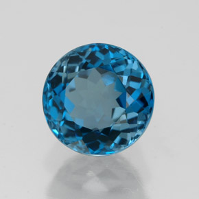 Topazio naturale blu da 2,86 ct, taglio rotondo, VVS