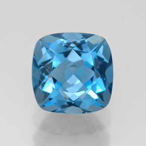 Topazio naturale blu da 2,92 ct, taglio a cuscino, VVS